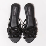 Crystalicious black embellished strappy sandals for women β handcrafted luxury footwear with intricate beadwork and elegant open-toe design. Perfect for evening wear and special occasions.